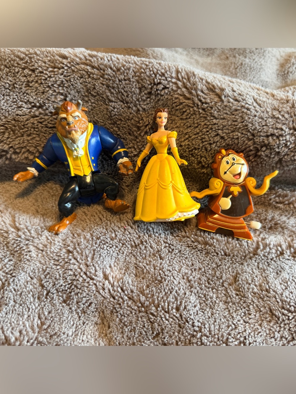 Vintage Burger King Beauty & the Beast Disney Toys, Belle and cogsworth 1991